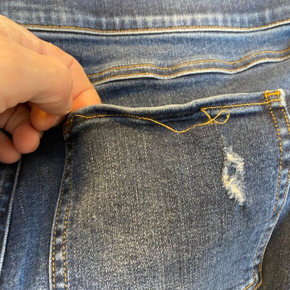 Spanx Womens Skinny Jeans Large Mid-Rise Distressed Hem Frayed Stretchy Denim Bl - Picture 14 of 16